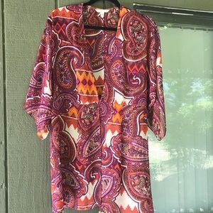 Cabi Flowy sheer tunic tie top.